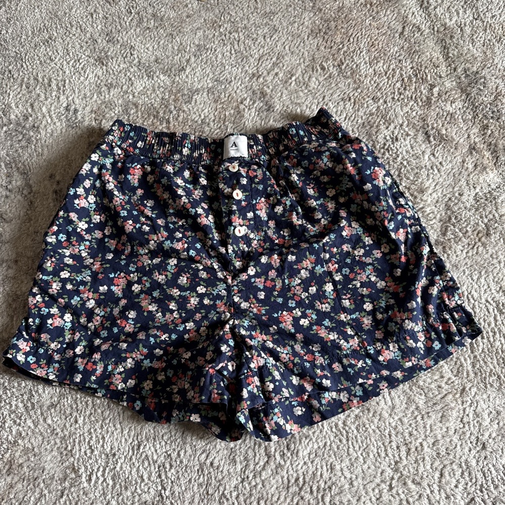 Anthropologie The Wren Boxer Shorts Women‎ Size XXS Blue Floral Print